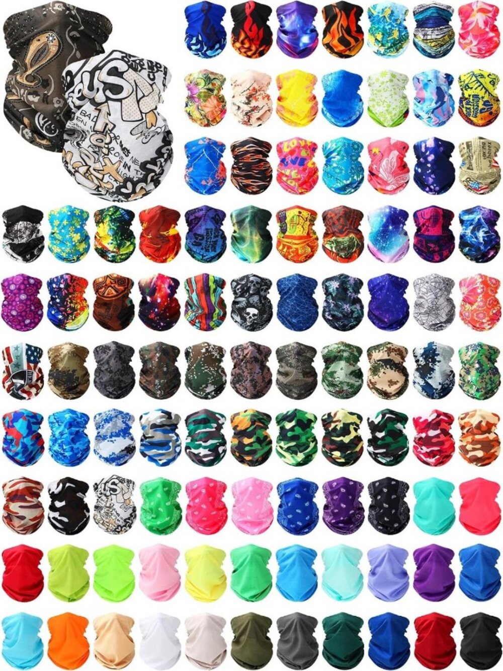100 Pack Neck Gaiters Face Cover Masks for Men - Outdoor Sports & UV Protection